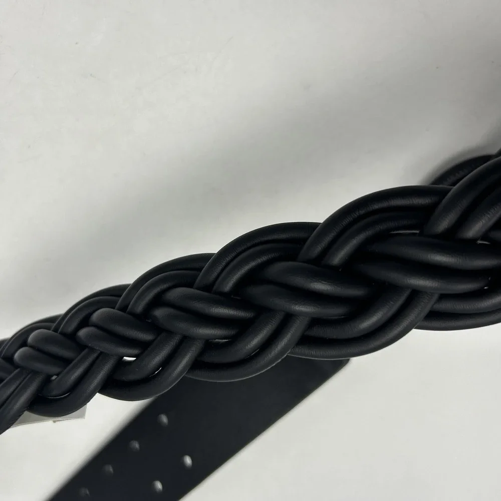 Express Braided Belt Womens S M Black Faux Leather New Capsule Casual Hippie